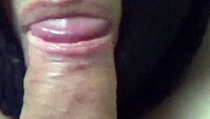 submissive mouth works that thick cock until cum
