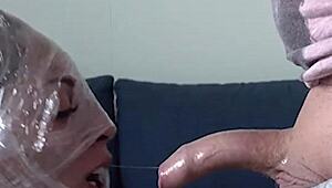Skinny candie gets mummified on knees