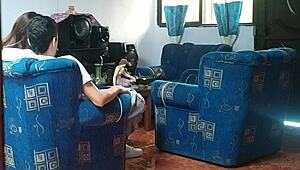Voyeur Spies On Hermanastra Fucking Boyfriend In Sala