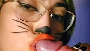beautiful lunitarabbit in bunny cosplay gives blowjob and cum on face