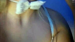 beautiful lunitarabbit in bunny cosplay gives blowjob and cum on face