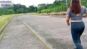 liat cewek bohay joging malah di ajakin blowjob sampai muncrat