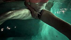 late night solo orgasm in pool