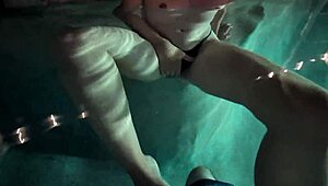 late night solo orgasm in pool
