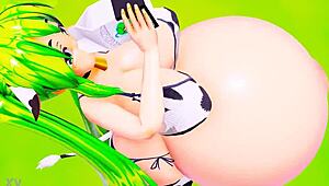 mulher-vaca cosplay expansao de barriga e seios by imbapovi