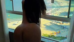 emanuelly raquel plays with toy on balcony!