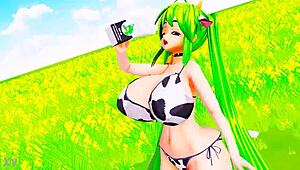mulher-vaca cosplay expansao de barriga e seios by imbapovi