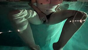 late night solo orgasm in pool