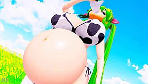 mulher-vaca cosplay expansao de barriga e seios by imbapovi