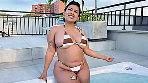 Brunette rides the big dick of a stranger with her big ass and perfect tits