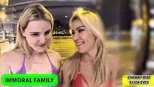 cherry kiss drenches the room as she cums from a step-sibling fuck