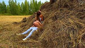 This beauty loves in a public place hayloft nature