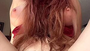 Italian big tits milf smokes and shows pussy close up