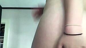 Nerdy chubby blonde teen 18+ with glasses strips down and rides her dildo reverse cowgirl before cumming hard the panty bank - used panties.
