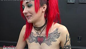 Petite inked redhead jackie sloppy rimjob passionate ass licking heat