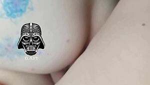 he holds both cocks so she cums hard from double penetration