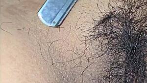young stepdaughter gets her hairy pussy shaved by stepdad before they fuck
