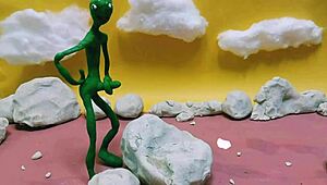 Does that alien jerking monster cock feel good outdoors