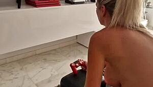 wife tries tetris on the sybian while riding to orgasm