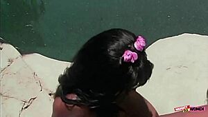 naughty black milf with big ass seduces white guy outdoors and takes anal