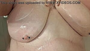 Bbw Washes Huge Tits In Shower