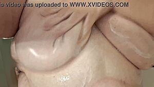 Bbw Washes Huge Tits In Shower
